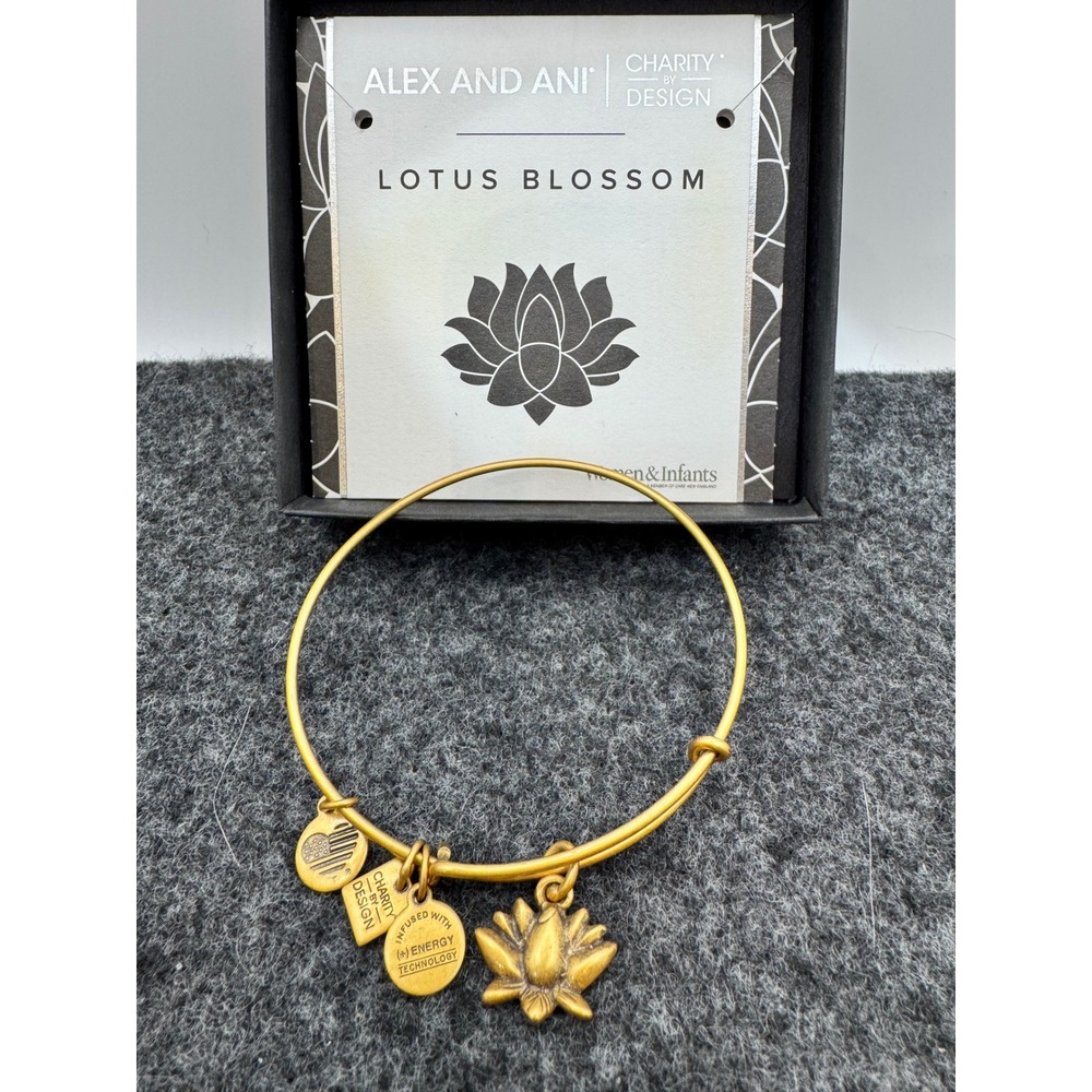 Alex and Ani Lotus Blossom Bangle Bracelet Rafaelian Gold Charity by Design